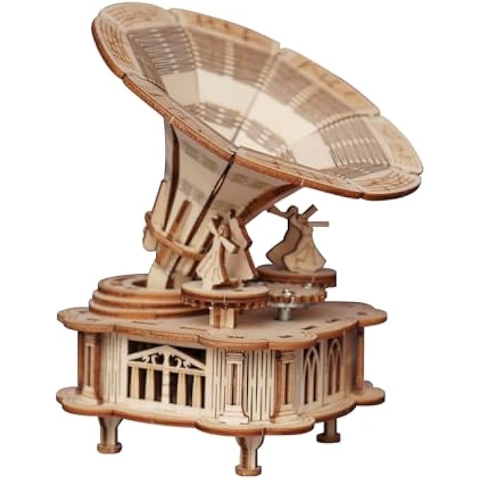 3D GRAMOPHONE PUZZLE, WOODEN MODELS FOR ADULTS BUILDING, DIY CONSTRUCTIONS WOOD TO ASSEMBLE, HOME DECORATION AND BIRTHDAY CHRISTMAS FATHER'S DAY GIFTS FOR MEN WOMEN - Image 1